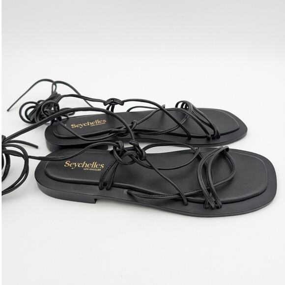 Seychelles Lilac Two Ankle Wrap Flat Sandal Women's Black Size US11 EU42 - Picture 5 of 11